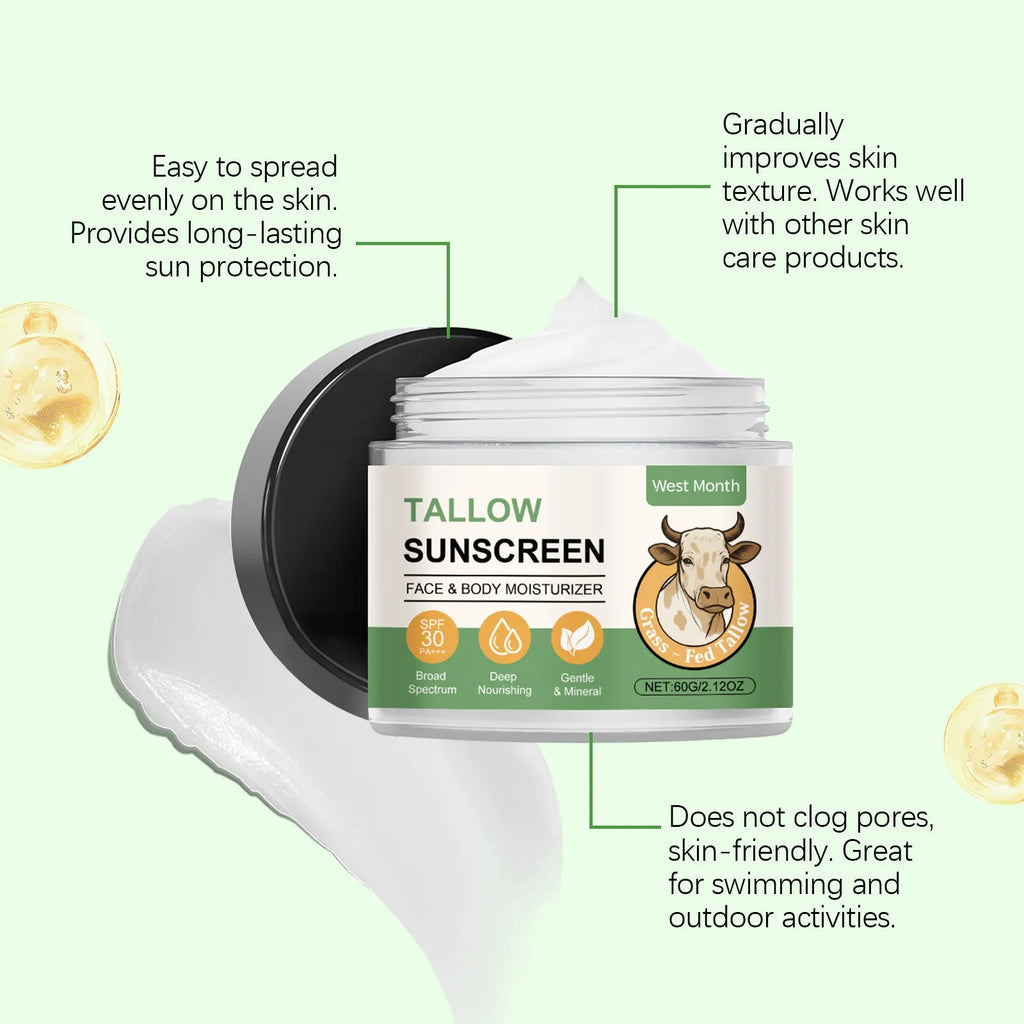 60g sunscreen cream container with titanium dioxide and hyaluronic acid for daily UV protection