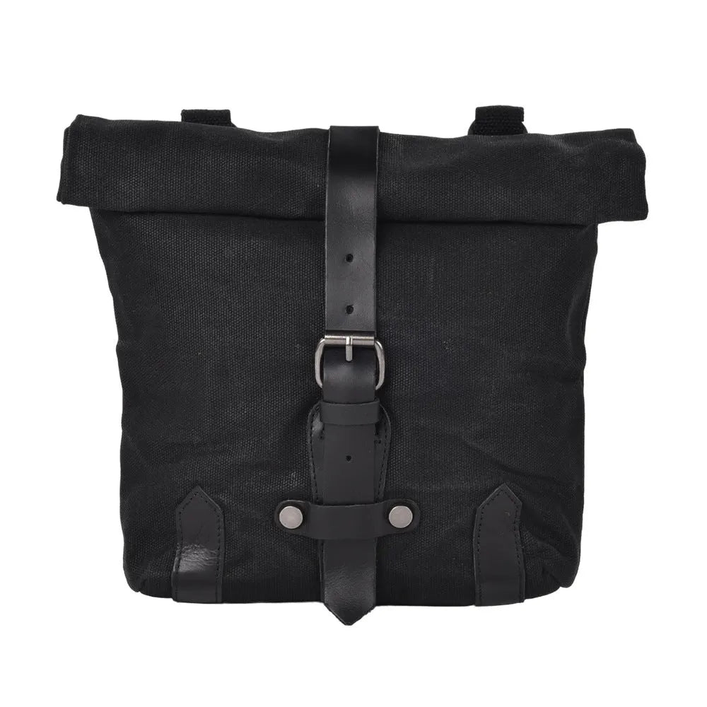 Universal motorcycle side bag batik canvas tool pannier in black and khaki colours