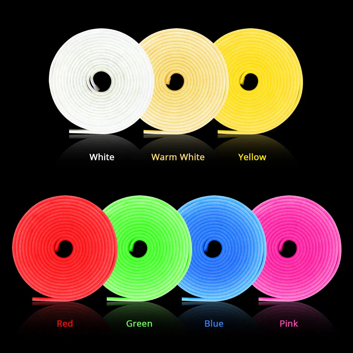 Smart WiFi LED neon strip in blue with smartphone control app interface