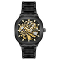 Men's square automatic waterproof watch with luminous dial on a stainless steel strap.