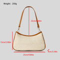 Khaki hand-woven straw crossbody bag with single shoulder strap showing textured PP grass construction