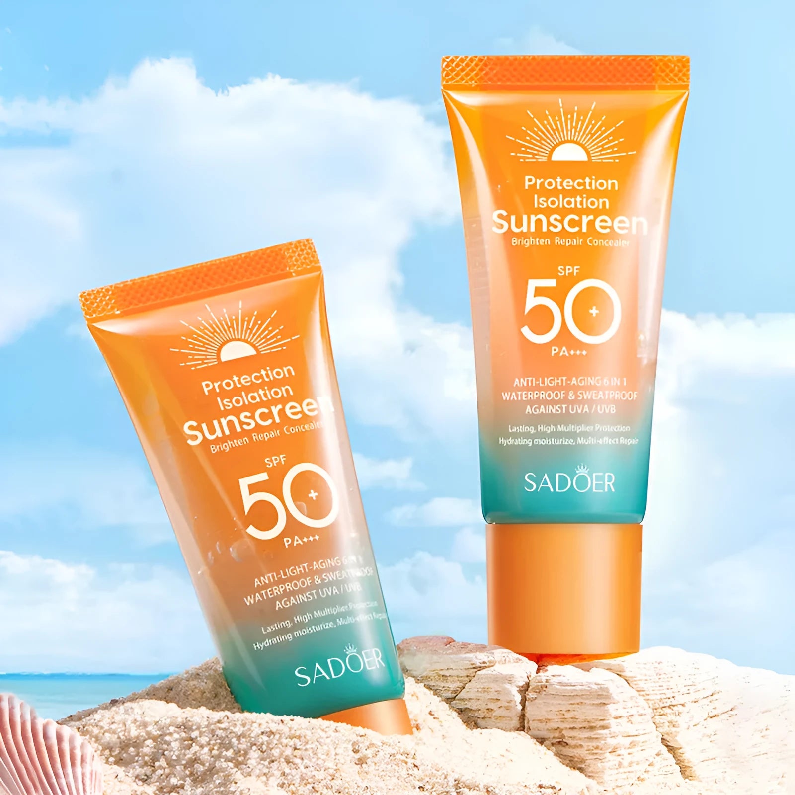 50g Double Tube Multi-Effect Repair Isolation Sunscreen in tube packaging