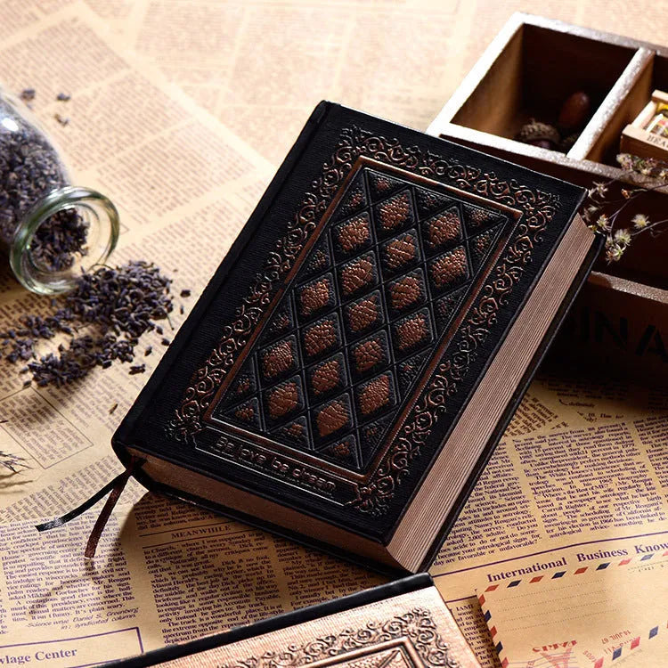 Embossed faux leather notepad with textured three-dimensional cover in bronze colour