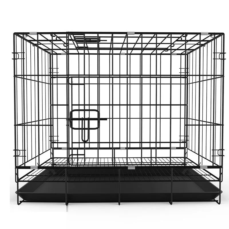 Folding dog pet cage in iron wire with encryption lock, black colour, size 60x42x50cm