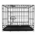 Folding dog pet cage in iron wire with encryption lock, black colour, size 60x42x50cm
