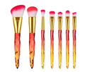 10 piece clear crystal diamond shank foundation brush set with artificial fibre bristles on a white background