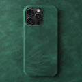 Genuine leather Crazy Horse pattern phone case for iPhone with anti-fall protection in dark brown