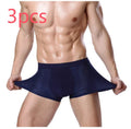 Solid colour men's ice silk modal boxer briefs with U-convex design, knitted fabric, available in multiple sizes.