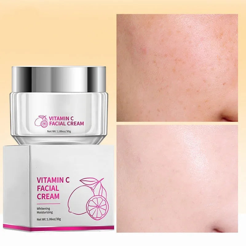 30g Vitamin C face cream jar with compact 6x6x5.2cm dimensions for universal skin types