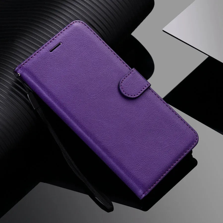 Leather style flip wallet phone case with card slot and kickstand for iPhone