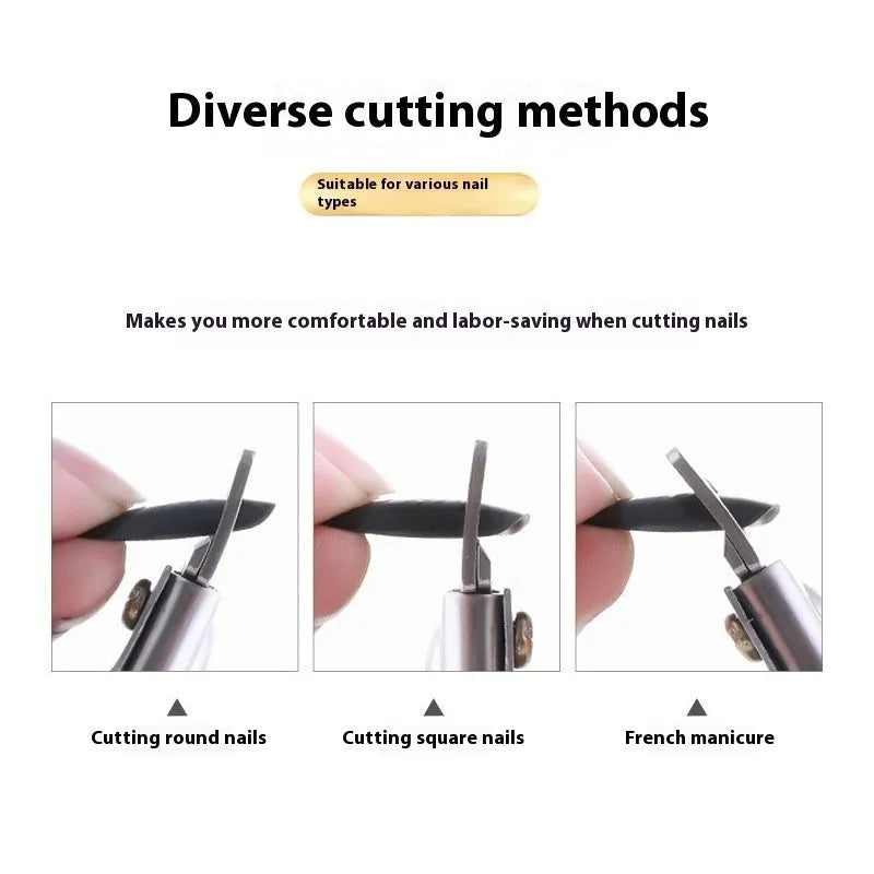 Stainless steel French U-shaped nail art scissors with electrophoresis black handle on white background