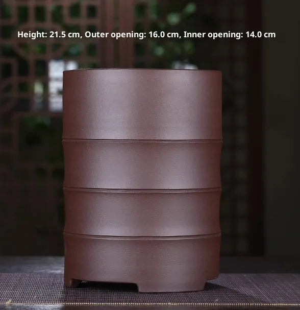 Purple sand ceramic flower pot with tray, classical style, compact 28mm size for small orchids