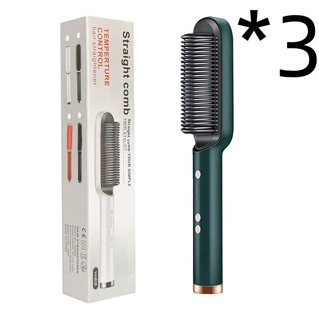 Red dual-purpose hair straightener and curling tong with tourmaline ceramic plates
