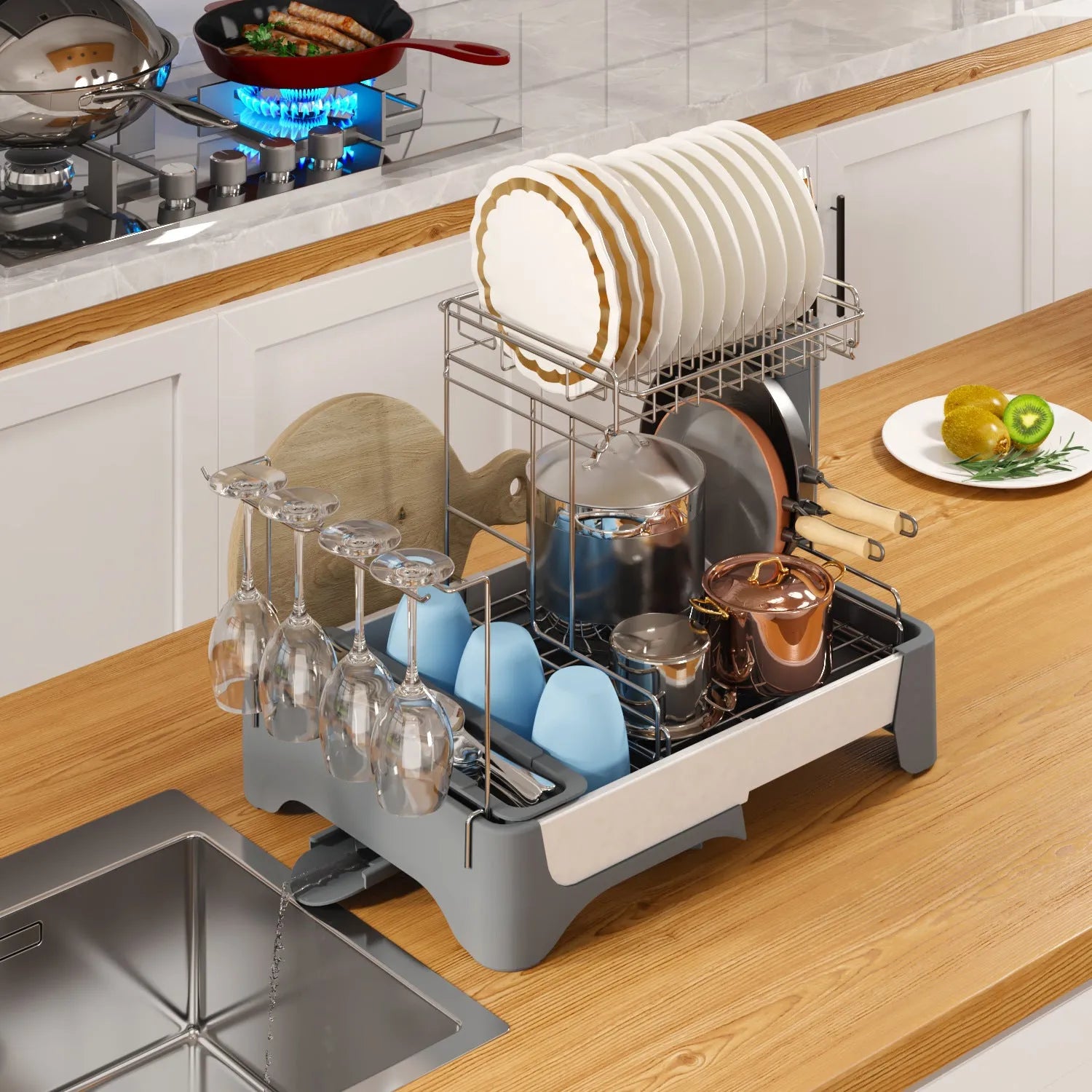 Qiaola Plastic Dish Rack Multi-function Draining Rack Korean Style Single Layer