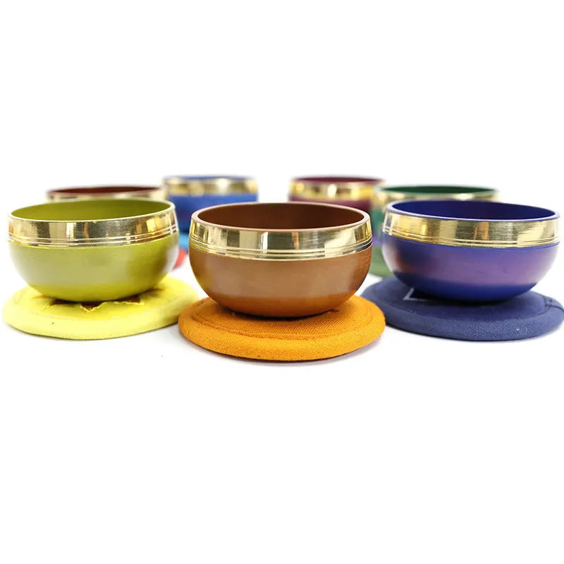 Handmade colourful Himalayan singing bowl for yoga meditation and sound therapy