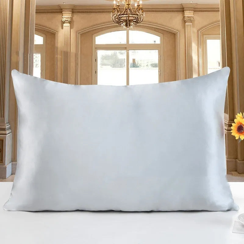 19 M style double-sided silk pillowcase shown in one of 14 available colours.
