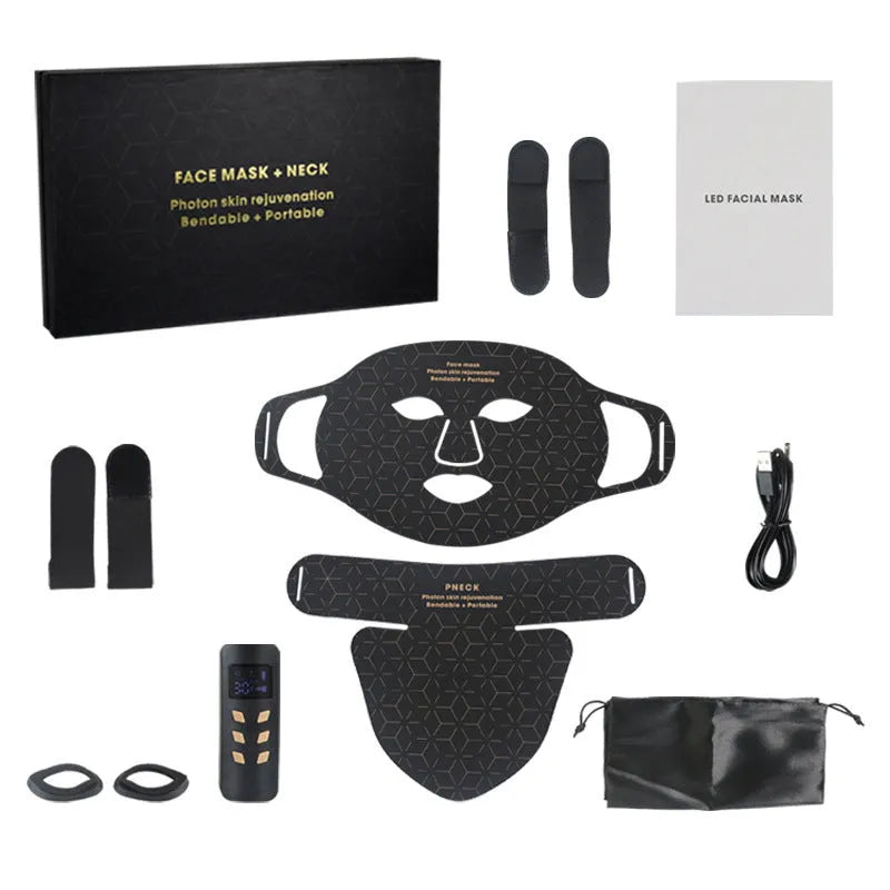 Infrared colour light skin rejuvenation apparatus with face mask kit in black and white colour options