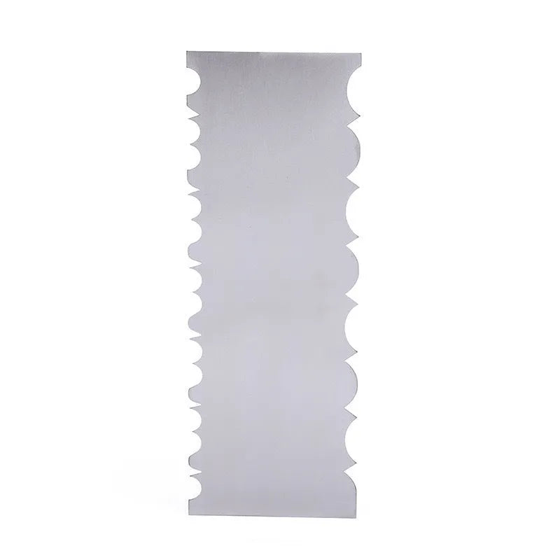Stainless steel cream scraper cake decorating tool with six polygon pattern designs
