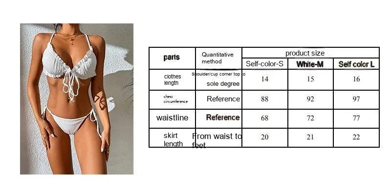 Women's backless lace-up bikini swimsuit in solid colour on a mannequin.