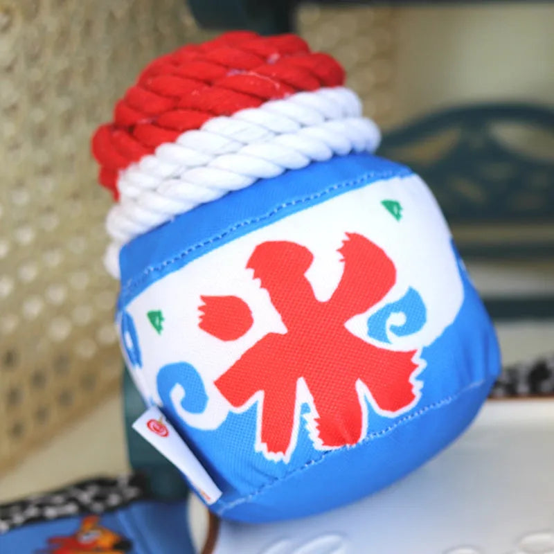 Dog chew toy rope knot grinding teeth resistant bite toy 13cm 11cm ice cream colour recycled cotton for small large dogs