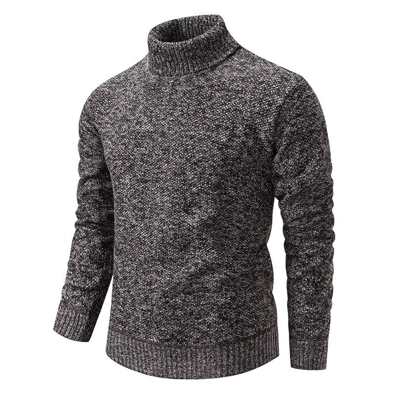 Men's solid color sweater, slim fit pullover, in 6615 Black, brown, and dark gray, made of polyester fibre