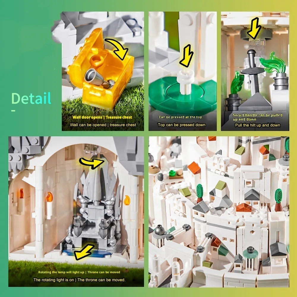 7072 Baicheng Imperial Capital castle model building blocks set with lights in colour box packaging