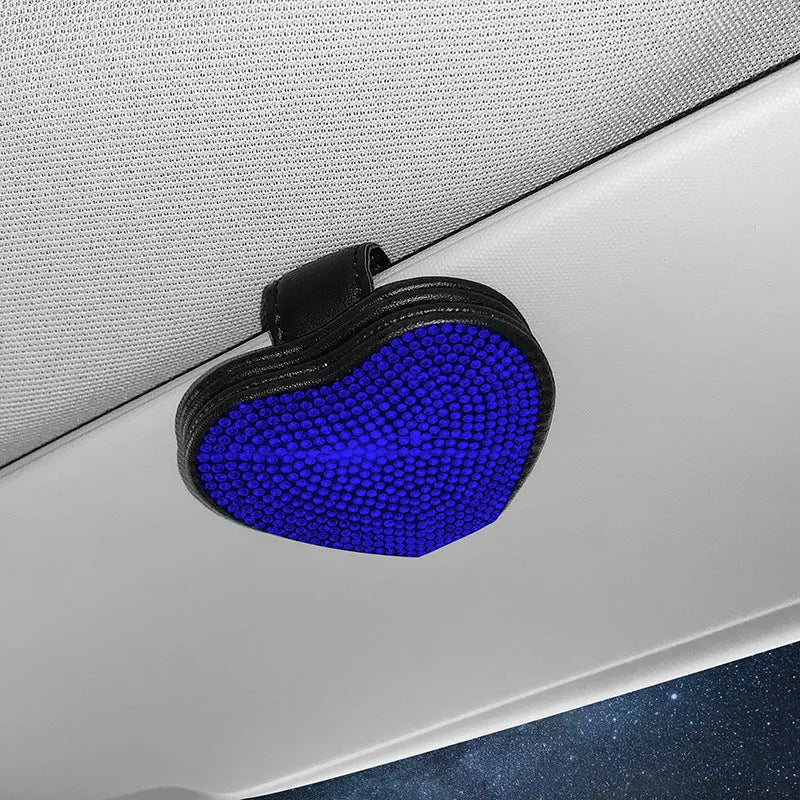 Magnetic PU leather car sun visor storage clip in a choice of seven diamond colours