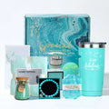 Blue Lady Aromatherapy Candle Bath Hand Gift Suit in modern simplicity box, 21x21x10cm, three blue colour options