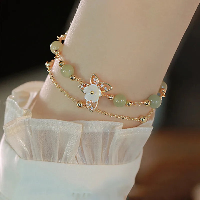 Yellow gold electroplated copper butterfly bracelet for women with geometry shape