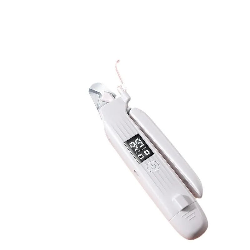 HZ8 White model dog nail clippers with a nail piercing device on a white background.