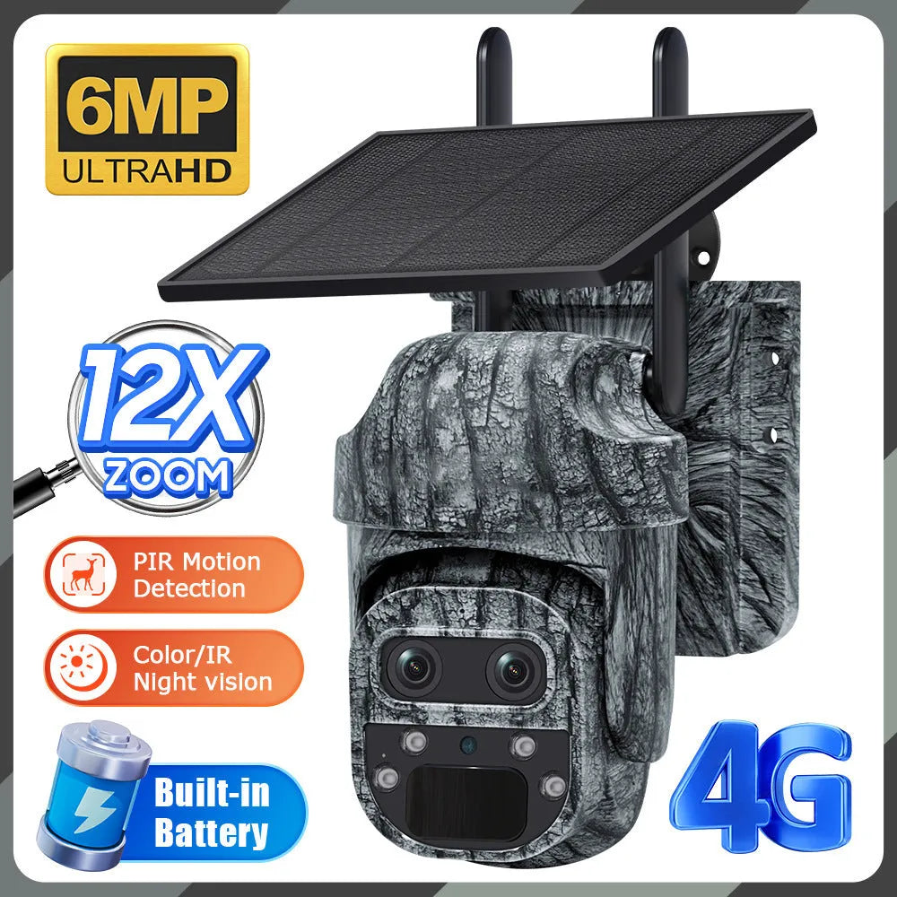 6 million HD night vision 4G solar camouflage security camera with IP66 rating for outdoor use