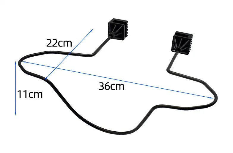 Black metal snap-on hat bracket for car interior display stand holding a hat