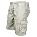 Men's loose fit casual work trousers in polyester fabric showing seven colour options including camouflage patterns