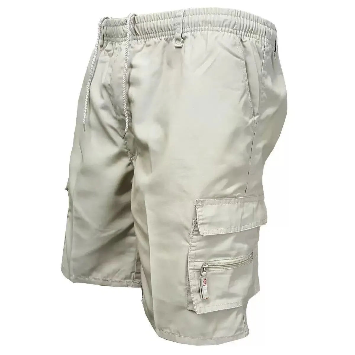 Men's loose fit casual work trousers in polyester fabric showing seven colour options including camouflage patterns