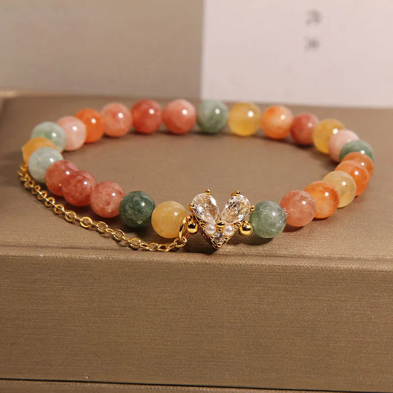 Women's Fu Lu Shou crystal bracelet with a cartoon-style V-shaped zircon charm.