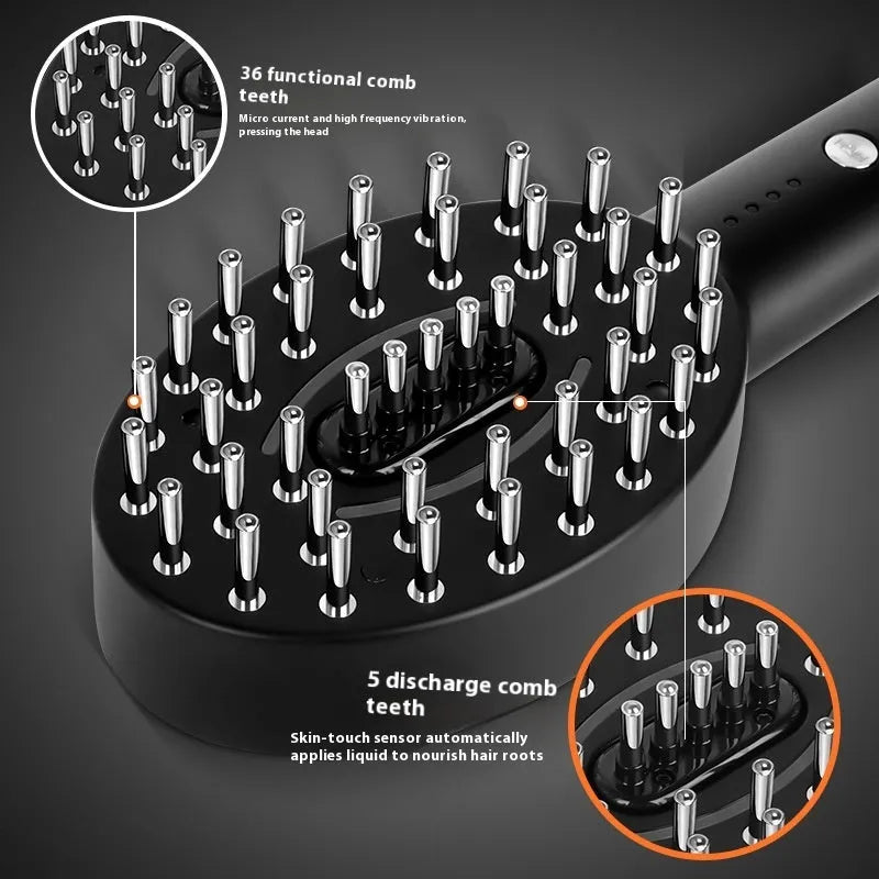KD3802 Black scalp massage device with multifunctional vibration features and rechargeable design
