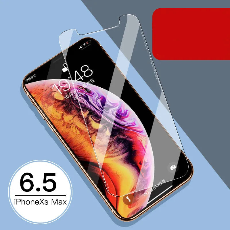 Tempered glass screen protector for Apple iPhone with rear and front film options.