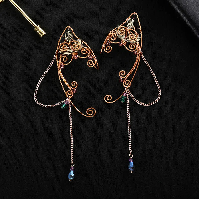 Long tassel non-piercing ear clip earrings for women in alloy with original design, single piece