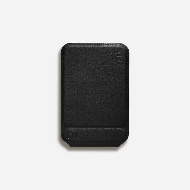 Slim magnetic mobile phone holder case in four colour options showing leather and fibre glass construction