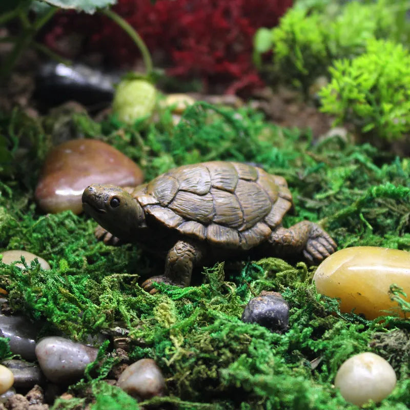 Green simulation turtle resin garden ornament for miniature landscapes