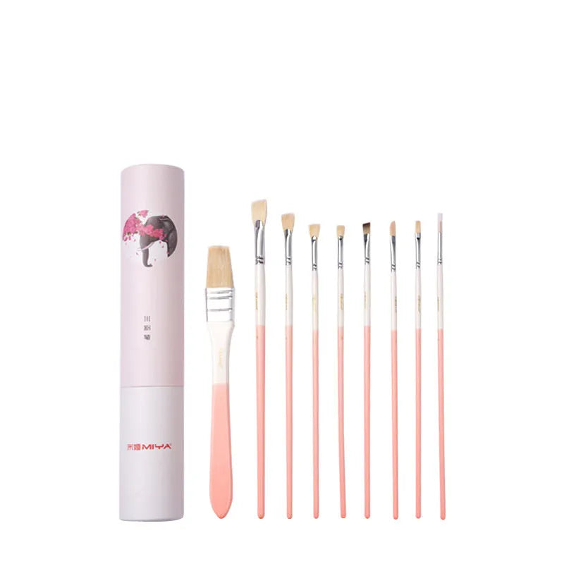 Acrylic gouache paint brush set with fan-shaped brushes, wide brush, eyeliner brush and chalk for watercolour, acrylic and oil painting