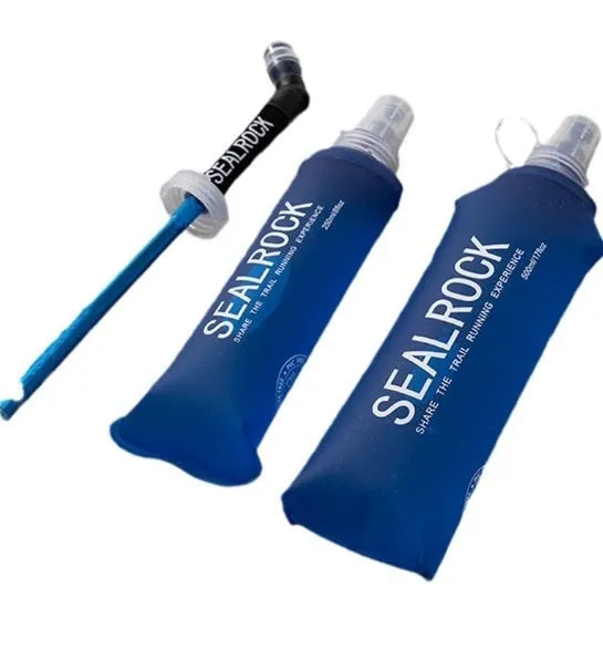 A plastic portable drinking straw with a suction tube for off-road and biking use.