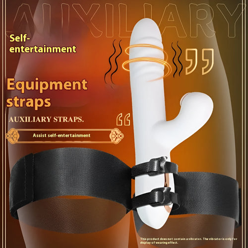 Black adult toy strap with adjustable knitted belt for hands-free intimate stimulation