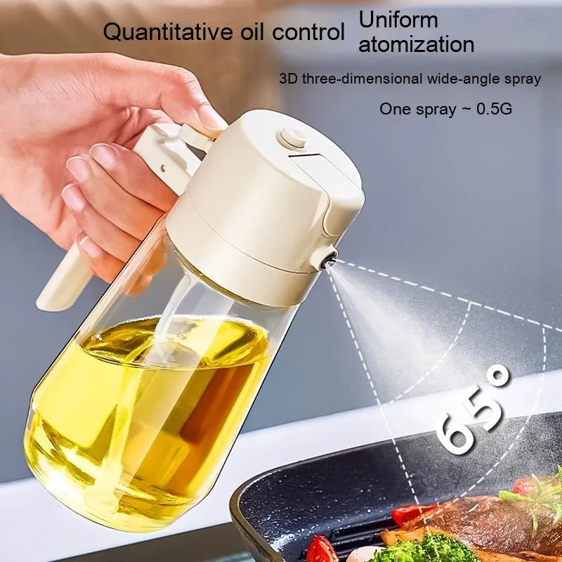 470ml glass kitchen oil sprayer dispenser bottle with ergonomic handle in four colour options