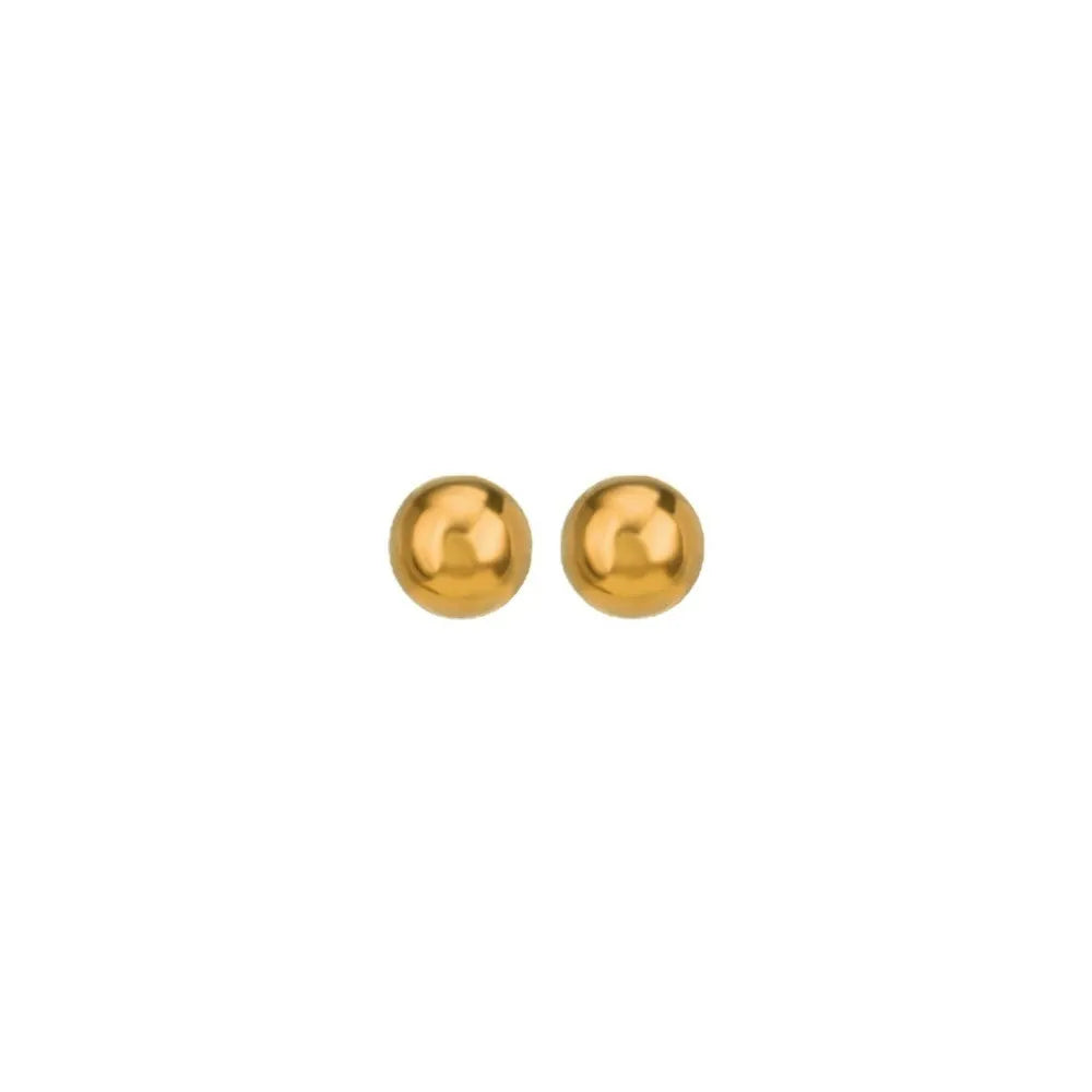 Simple stainless steel stud earrings geometric sphere design available in gold and steel colours multiple sizes