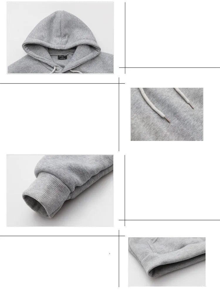 Casual men's loose long-sleeved plus fleece sweater with printed design and patch pocket in grey colour