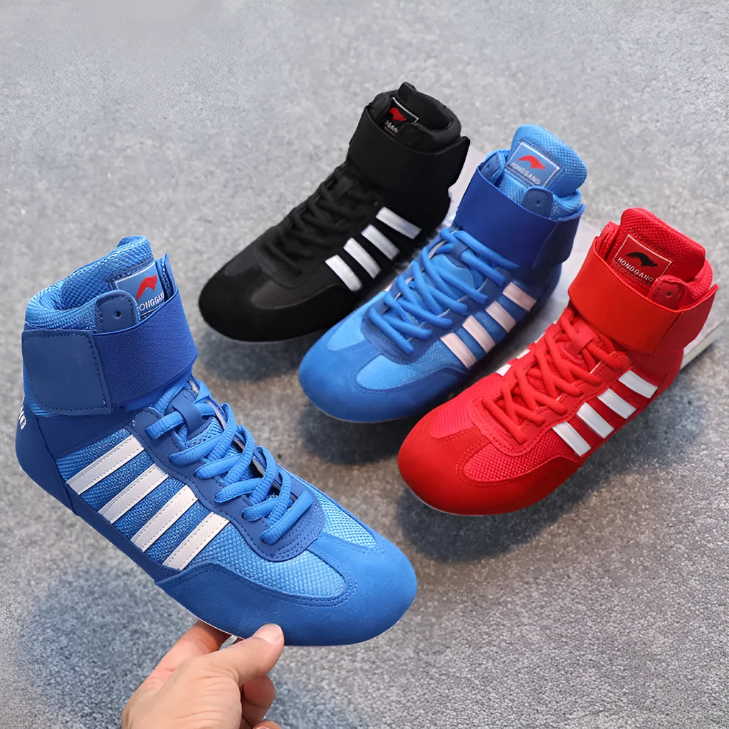 Wrestling shoes for men and women suede cowhide vertical style S002 Black