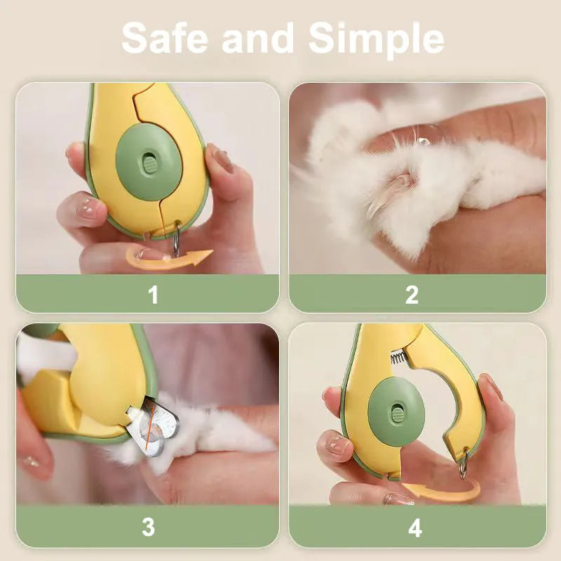 Professional pet nail clipper with LED light for small dogs and cats, in green colour option.