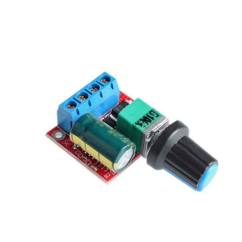 PWM DC motor speed controller with potentiometer knob for 4.5V-35V operation and 90W power