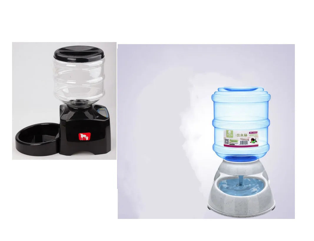 5.5L black automatic pet feeder with LCD screen and bowl for dogs and cats